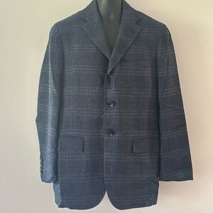 Kiton Dark Blue Plaid Blazer